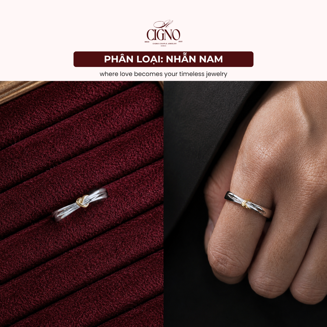|BẠC 925| Nhẫn đôi Bạc 925 phủ Bạch kim cao cấp Redamancy Golden CIGNO - Ảnh 6