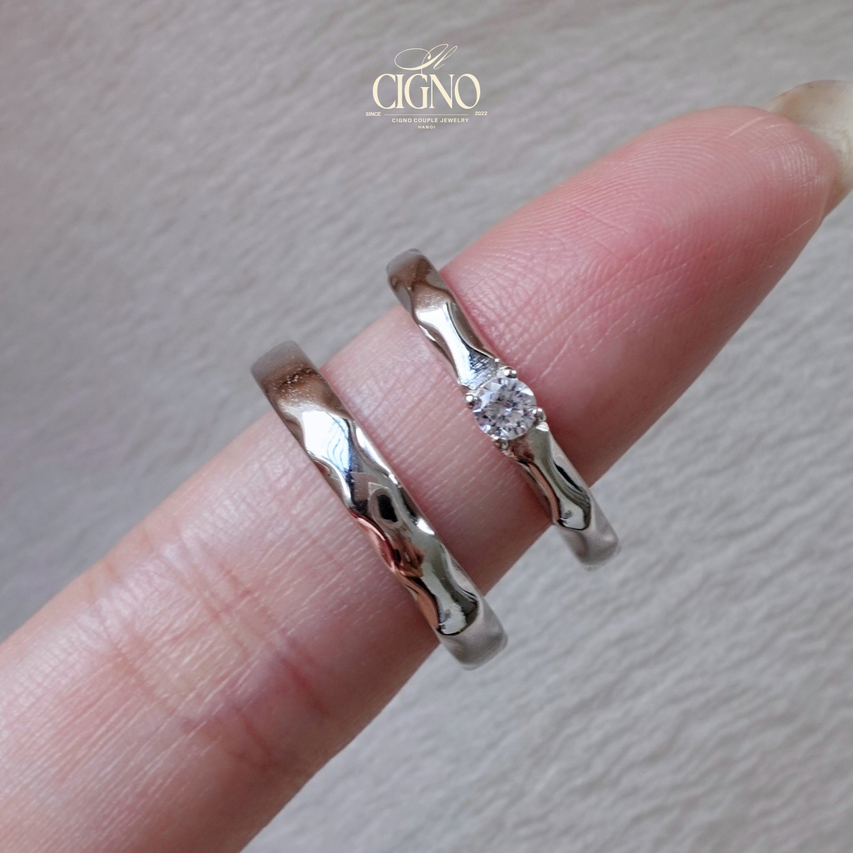 Nhẫn đôi Bạc 925 phủ Bạch kim cao cấp SEVENTEEN CIGNO - Ảnh 6