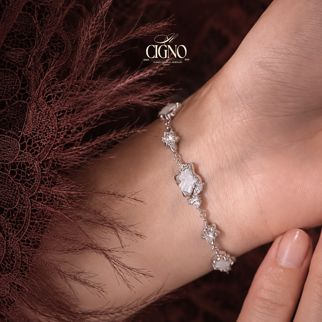 CIGNO – Vòng tay Rẻ Quạt maidenhair - Bạc 925 phủ Bạch kim 4 lớp - Ảnh 5
