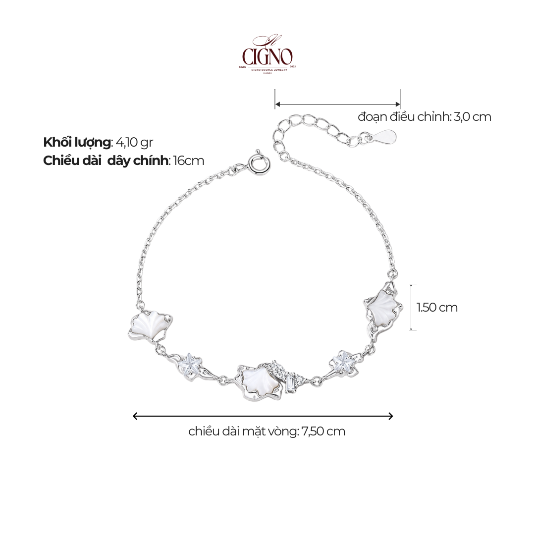 CIGNO – Vòng tay Rẻ Quạt maidenhair - Bạc 925 phủ Bạch kim 4 lớp - Ảnh 7