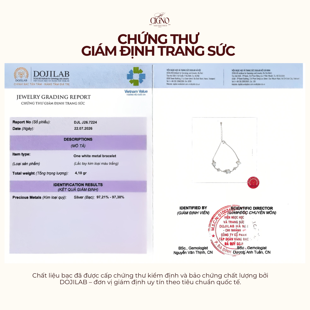 CIGNO – Vòng tay Rẻ Quạt maidenhair - Bạc 925 phủ Bạch kim 4 lớp - Ảnh 8