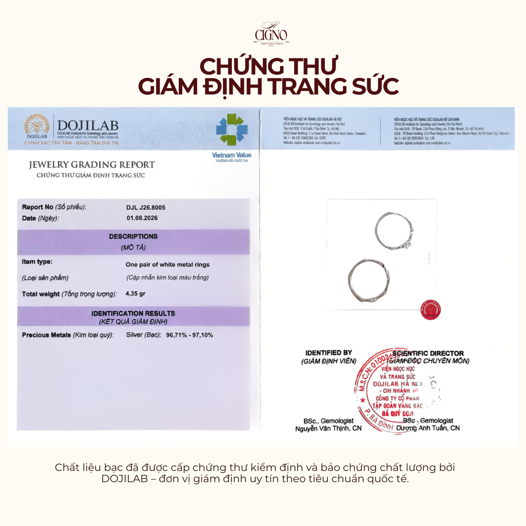 |BẠC 925| Nhẫn đôi Bạc 925 phủ Bạch kim cao cấp QUERENCIA CIGNO - Ảnh 7