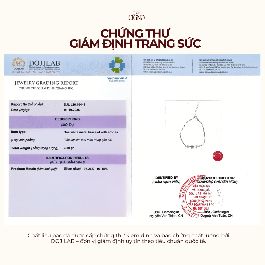 Vòng tay Bạc 925 phủ Bạch kim cao cấp Bloometh Me CIGNO - Ảnh 7