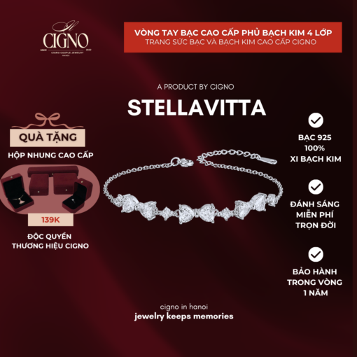 Vòng tay Bạch kim & Bạc 925 Stellavitta CIGNO