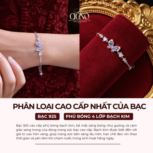 Alternative view of Vòng tay Bạch kim & Bạc 925 Etherea Violletta CIGNO
