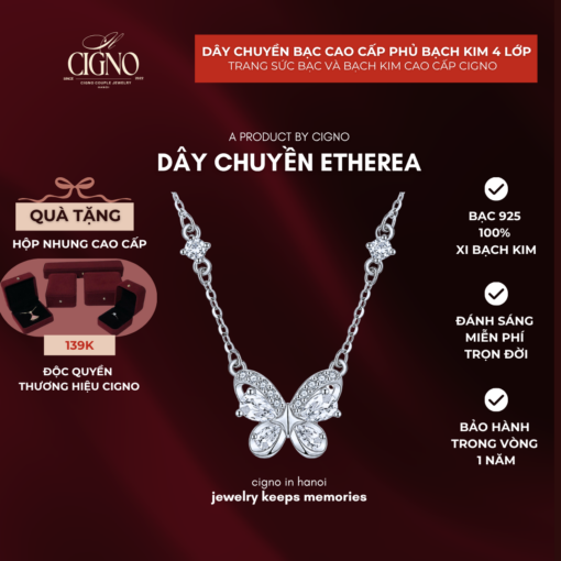 Dây chuyền Bạch kim & Bạc 925 Etherea CIGNO
