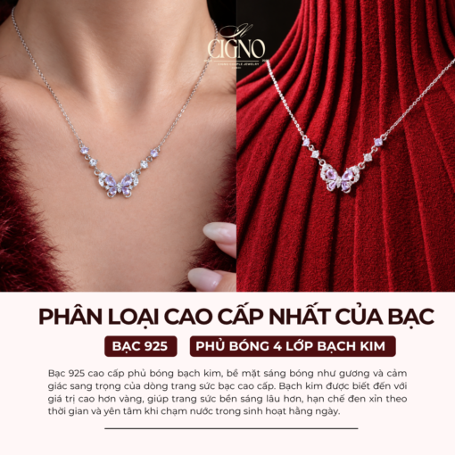 Alternative view of Dây chuyền Bạch kim & Bạc 925 Etherea Violletta CIGNO