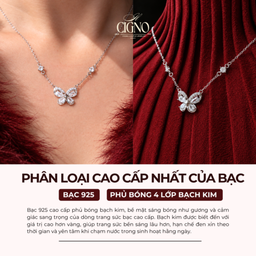 Alternative view of Dây chuyền Bạch kim & Bạc 925 Etherea CIGNO
