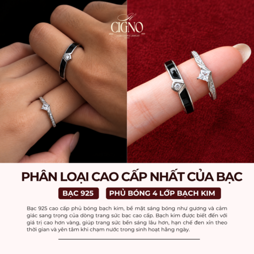 Alternative view of Nhẫn đôi Bạc 925 phủ Bạch kim cao cấp Boundless – Eternal Promise Collection by CIGNO
