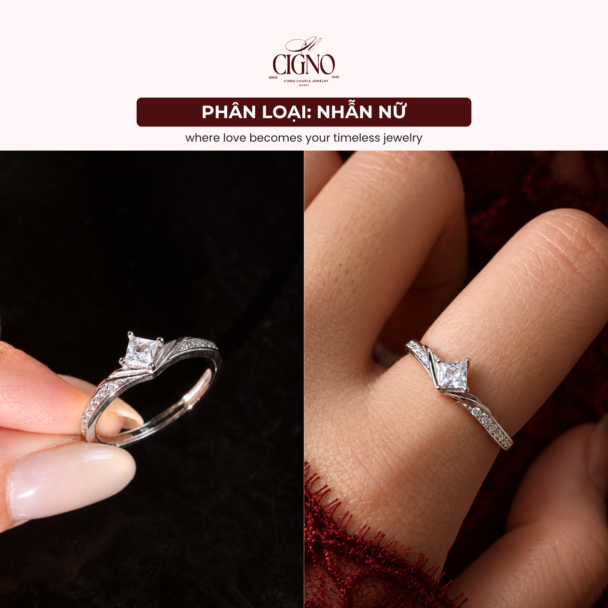 Nhẫn đôi Bạc 925 phủ Bạch kim cao cấp Boundless – Eternal Promise Collection by CIGNO - Ảnh 9